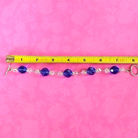 Hand Crafted Vintage Sapphire Crystal Rhinestone Bead Bracelet - Picture 13 of 16